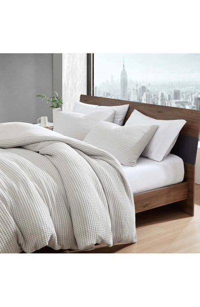 Shop Kenneth Cole Solid Waffle Duvet Cover Set In Grey