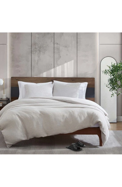 Kenneth Cole Solid Waffle Duvet Cover Set In Grey