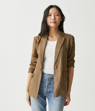 Shop Michael Stars Lottie Linen Blazer In Dolma