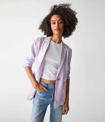 Shop Michael Stars Lottie Linen Blazer In Amethyst