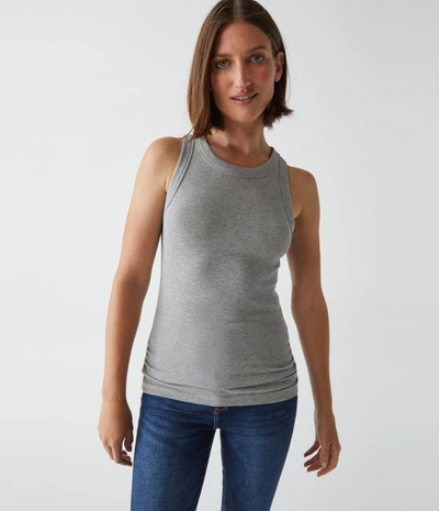 Shop Michael Stars Halley Ribbed Tank With Ruching In Heather Grey