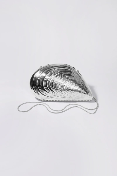 Shop Jonathan Simkhai Bridget Metal Shell Clutch In Silver