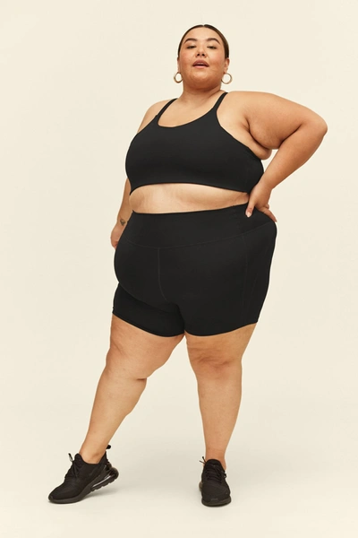 Girlfriend Collective Black High-rise Run Short In Multicolor