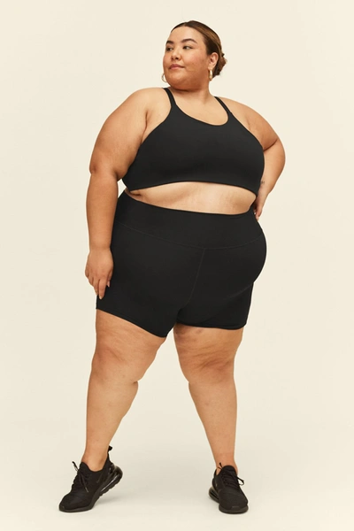 Girlfriend Collective Black High-rise Run Short In Multicolor