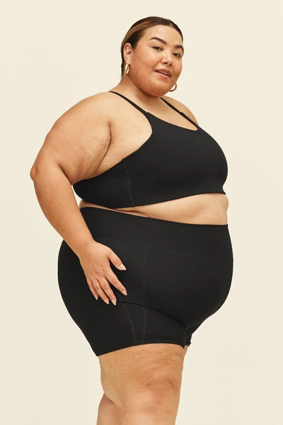 Girlfriend Collective Black High-rise Run Short In Multicolor