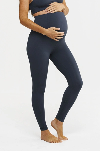 Shop Girlfriend Collective Midnight Seamless Maternity Legging In Blue