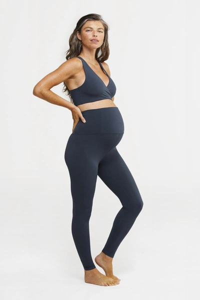 Shop Girlfriend Collective Midnight Seamless Maternity Legging In Blue