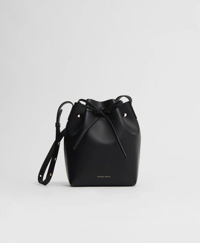 Shop Mansur Gavriel Mini Bucket Bag In Black/flamma
