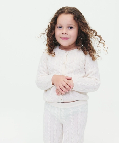 Shop Naadam Kid's Cashmere Cable Knit Legging In White