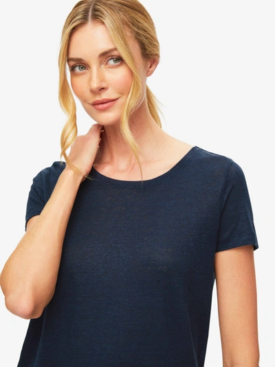 Derek Rose Women's T-shirt Jordan Linen Navy In Navy