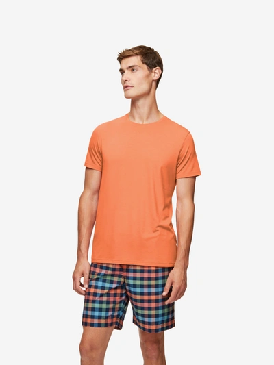 Shop Derek Rose Men's T-shirt Basel Micro Modal Stretch Orange