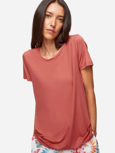 Shop Derek Rose Women's T-shirt Lara Micro Modal Stretch Soft Cedar