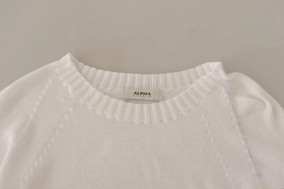 Shop Alpha Studio Elegant White Cotton Pullover Women's Sweater