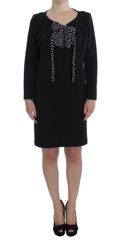 Shop Bencivenga Chic Polka Dot Dress &amp; Sweater Women's Set In Black