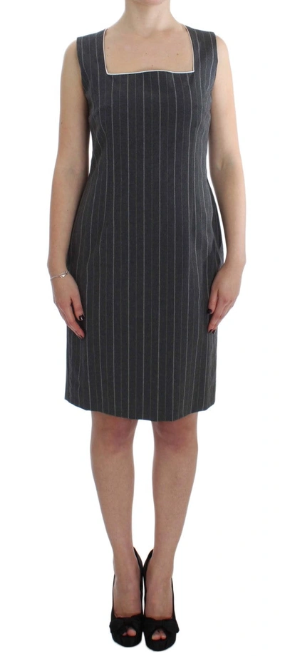 Shop Bencivenga Elegant Gray Striped Dress &amp; Blazer Suit Women's Set
