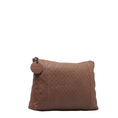Shop Bottega Veneta Intrecciato Purple Leather Clutch Bag ()