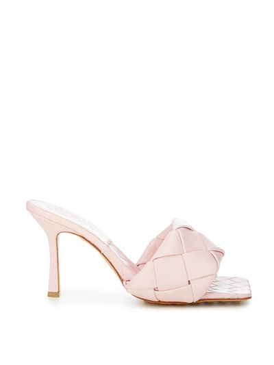 Shop Bottega Veneta Elegant Pink Leather Sandal Women's Mules