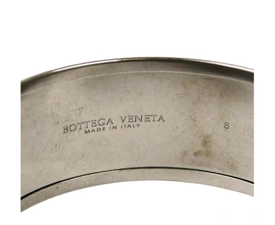 Shop Bottega Veneta White / Black Enamel Metal Woven Silver Bracelet (small)