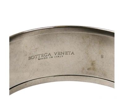 Bottega Veneta White / Black Enamel Metal Woven Silver Bracelet (small) In White / Black