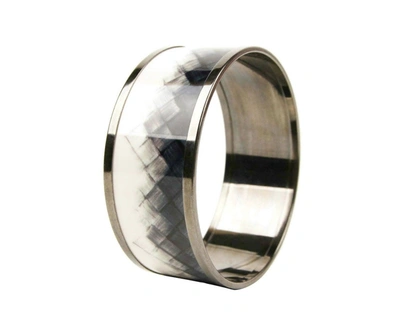 Bottega Veneta White / Black Enamel Metal Woven Silver Bracelet (small) In White / Black