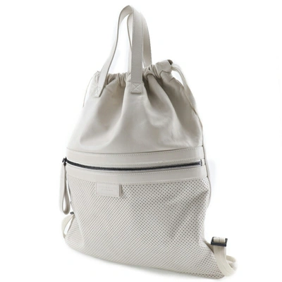 Shop Bottega Veneta White Leather Backpack Bag ()