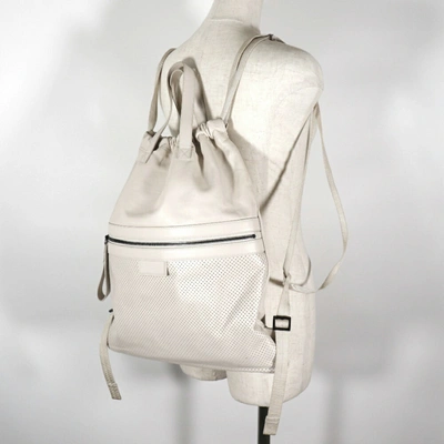 Shop Bottega Veneta White Leather Backpack Bag ()