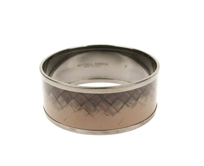 Shop Bottega Veneta Women's Light Brown / Silver Enamel Metal Woven Bracelet (small)