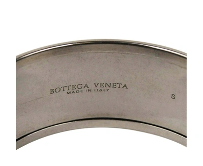 Shop Bottega Veneta Women's Light Brown / Silver Enamel Metal Woven Bracelet (small)