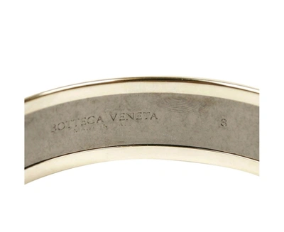 Shop Bottega Veneta Women's Light Brown Steel Enamel Metal Woven Bracelet (small) In Light Brown / Gold