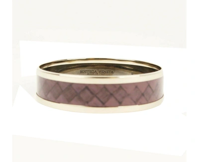Shop Bottega Veneta Women's Purple Enamel Metal Woven Print Gold Bracelet (small) In Purple / Gold