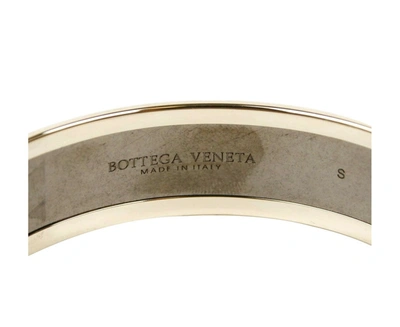 Bottega Veneta Women's Purple Enamel Metal Woven Print Gold Bracelet (small) In Purple / Gold