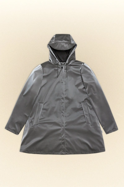 Shop Rains A-line W Jacket In Metallic Grey