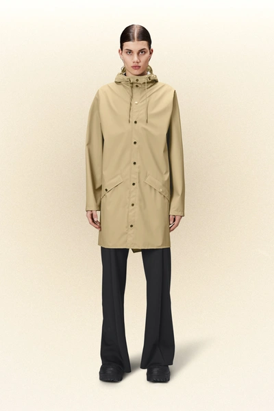 Shop Rains Long Jacket In Sand