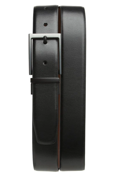 Shop Original Penguin Reversible Leather Belt In Black