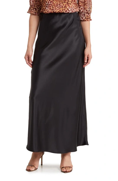 Shop Renee C Satin A-line Skirt In Black