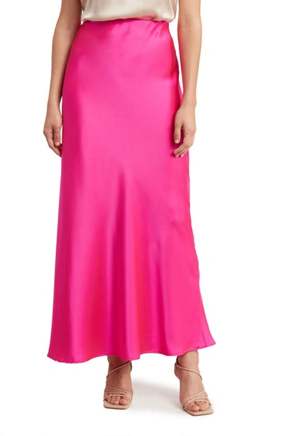 Shop Renee C Satin A-line Skirt In Fuchsia