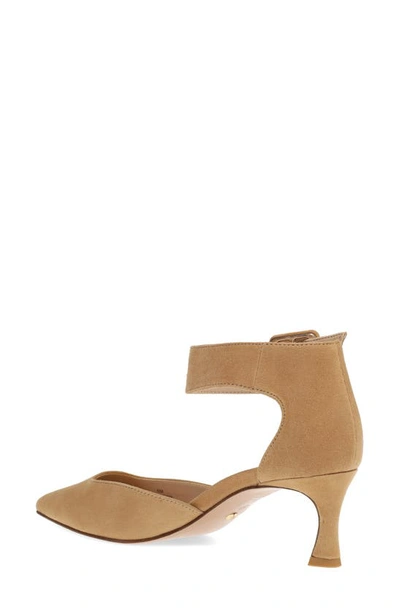 Pelle Moda Ciann Ankle Strap Pointed Toe Pump In Latte