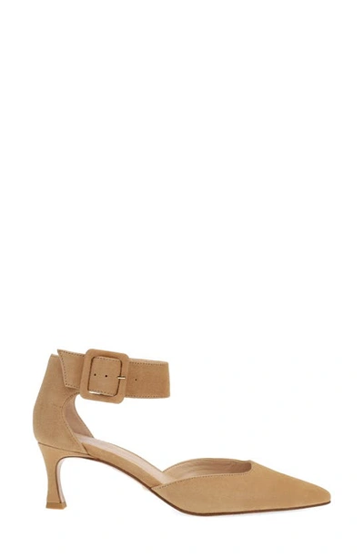 Pelle Moda Ciann Ankle Strap Pointed Toe Pump In Latte