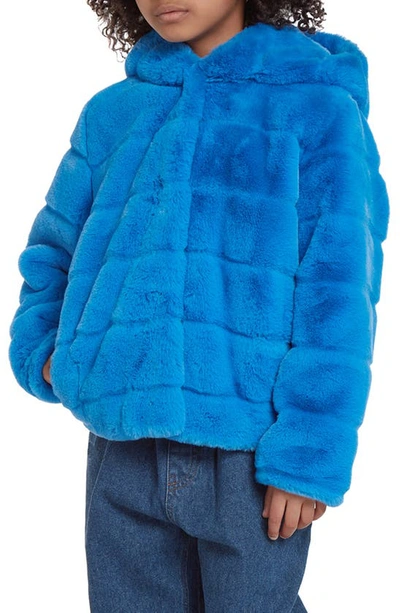 Shop Apparis Kids' Goldie Faux Fur Coat In Azure Blue