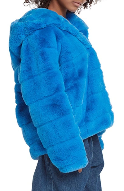 Shop Apparis Kids' Goldie Faux Fur Coat In Azure Blue