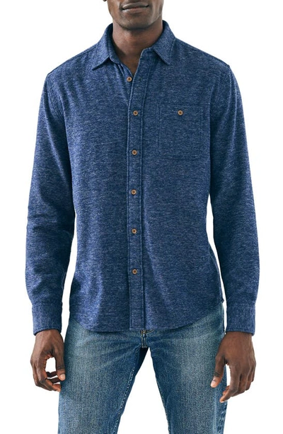 Shop Faherty Super Brushed Stretch Flannel Button-up Shirt In Navy