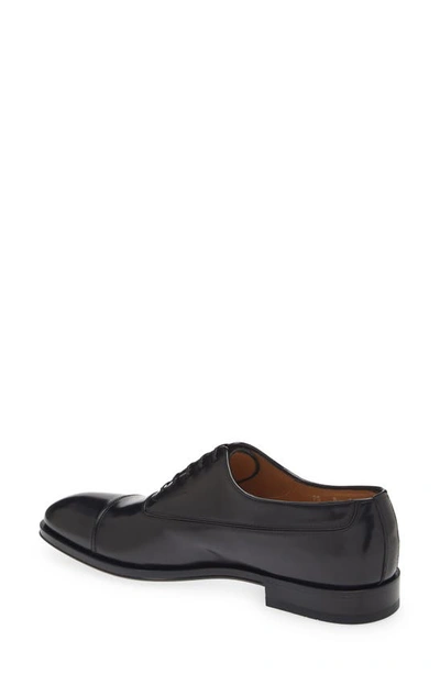 Ferragamo Riley Leather Oxford In Nero New Biscotto