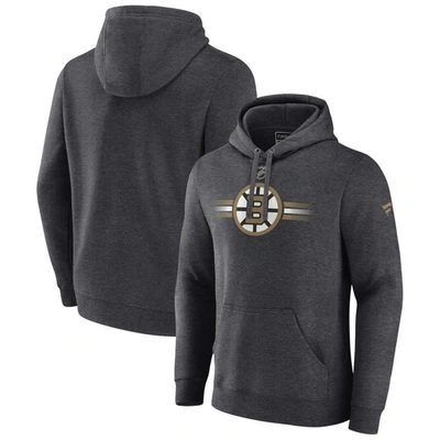 Shop Fanatics Branded Heather Charcoal Boston Bruins Authentic Pro Secondary Pullover Hoodie