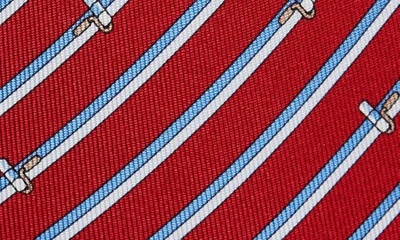 Shop Ferragamo Tinta Painter Stripe Silk Tie In Bordeaux