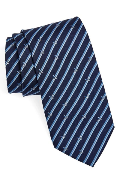 Shop Ferragamo Tinta Painter Stripe Silk Tie In Navy