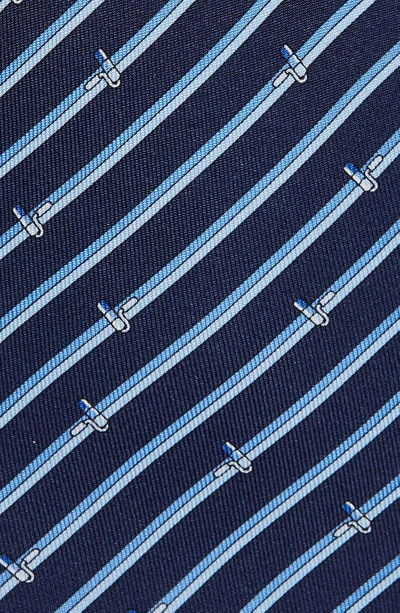 Shop Ferragamo Tinta Painter Stripe Silk Tie In Navy