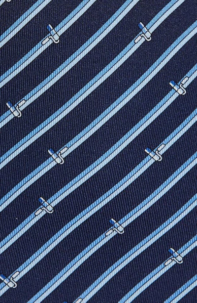 Ferragamo Tinta Painter Stripe Silk Tie In Navy