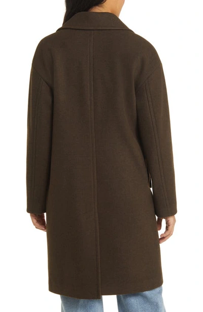Shop Lucky Brand Double Breasted Coat In Espresso Melange