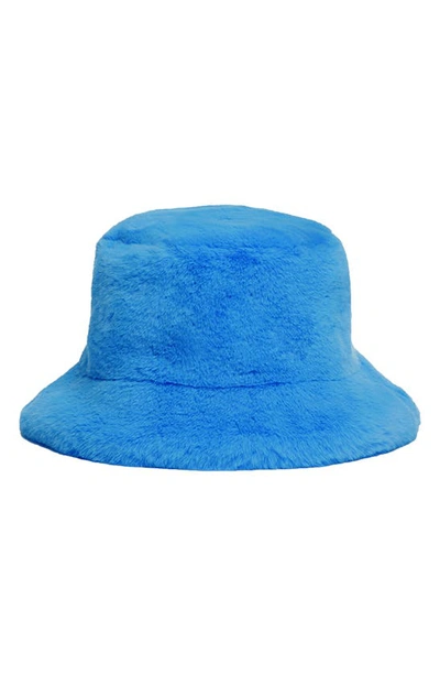 Shop Apparis Kids' Faux Fur Bucket Hat In Azure Blue
