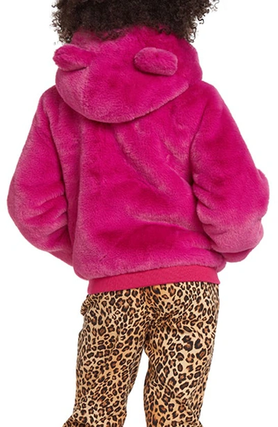 Shop Apparis Kids' Lily Faux Fur Hooded Coat In Confetti Pink